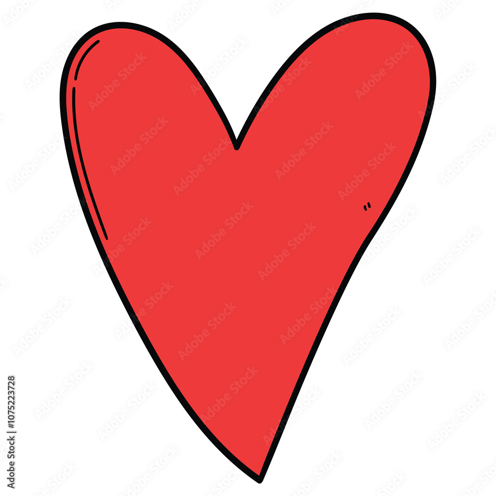 Hand drawn cartoon red heart on white background. Hand drawn cartoon red heart on white background.
