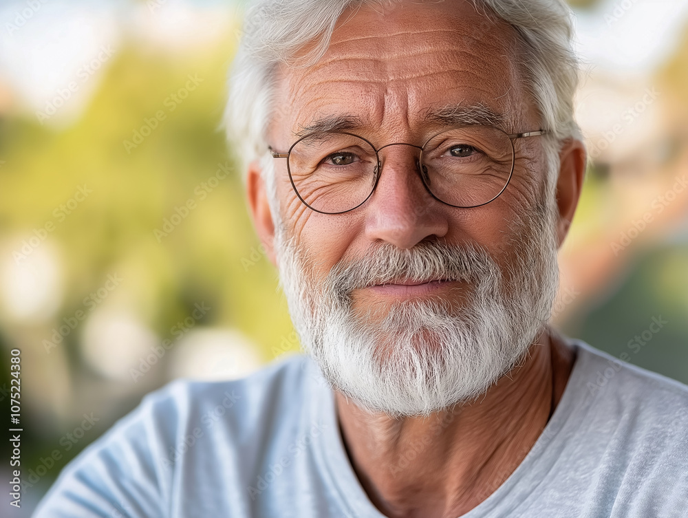 Confident Senior Man with Glasses Smiling Outdoors, Embracing a Positive Aging Lifestyle Confident Senior Man with Glasses Smiling Outdoors, Embracing a Positive Aging Lifestyle