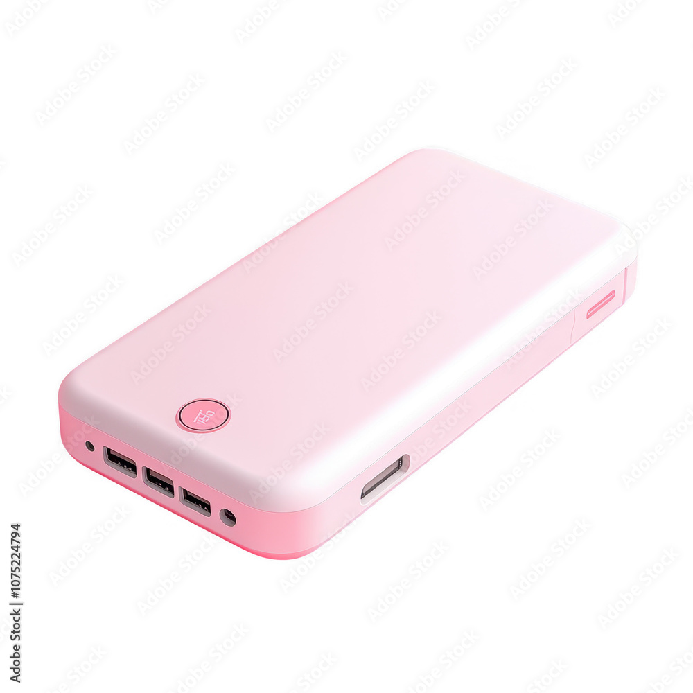 Sleek and Compact Portable Power Bank in Pastel Pink