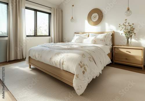 Bright, cozy farmhouse bedr...