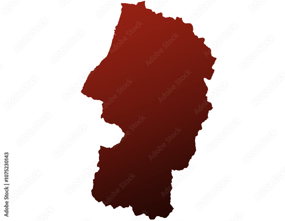 Obraz premium 山形県 地図 赤 グラデーション 