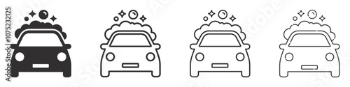 Set of car wash icons. Car care symbol, car cleaning service. Vector. EPS10.