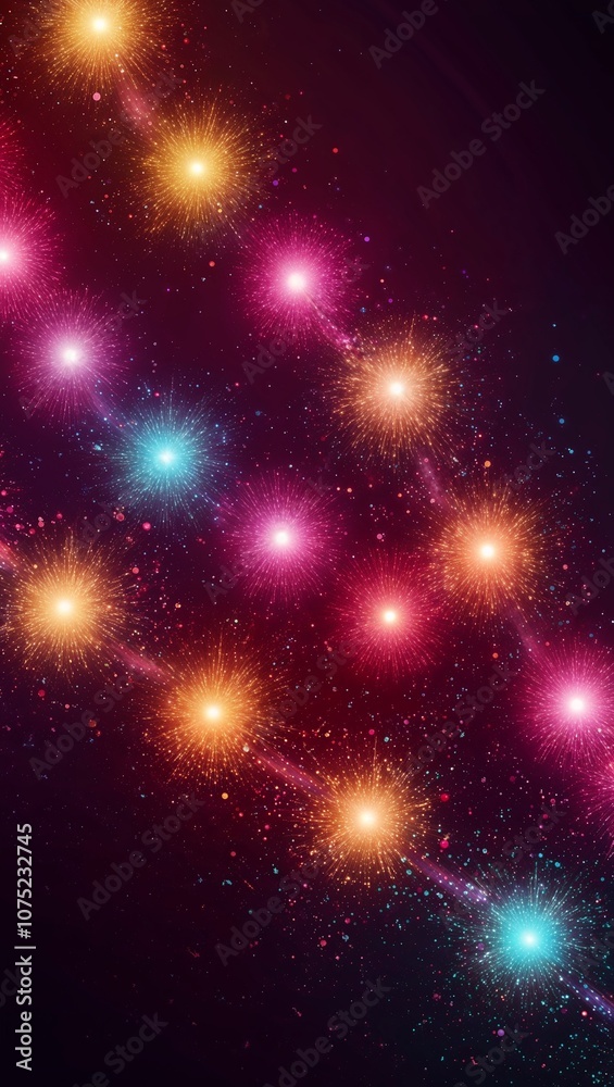 Pulsating lights creating an effect of moving particles