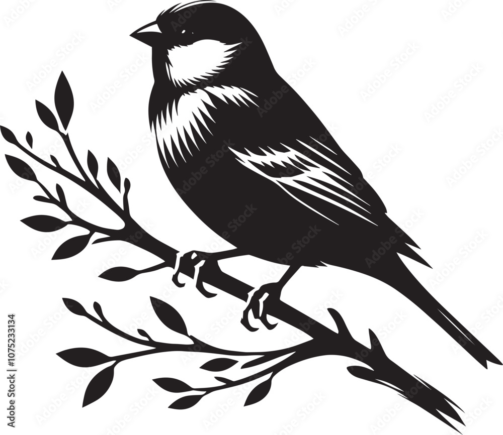 Obraz premium Beautiful sparrow bird silhouette vector illustration isolated on white background