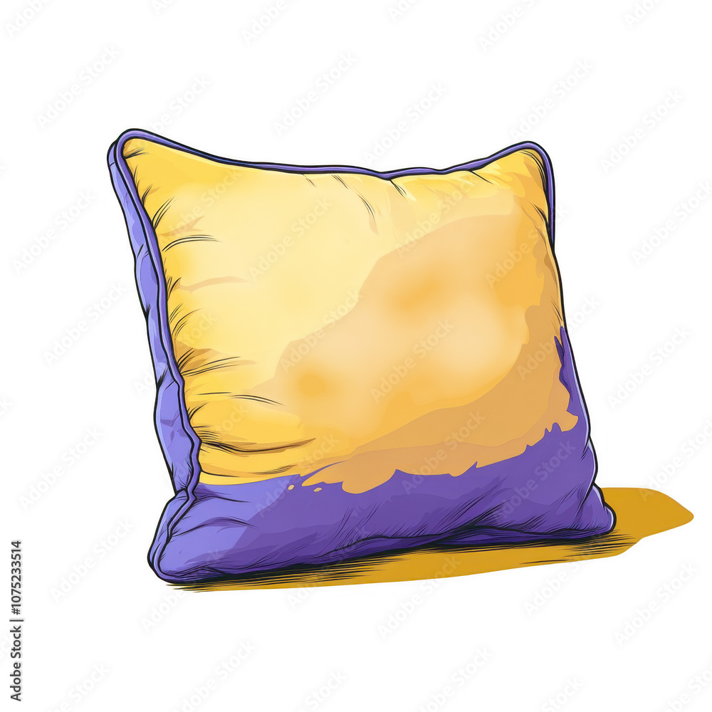 Cozy Yellow Pillow with Purple Trim - A Comforting Home Decor Accent Cozy Yellow Pillow with Purple Trim - A Comforting Home Decor Accent