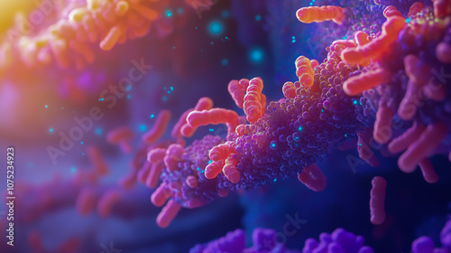 Medical illustration of probiotics combating inflammatory bowel disease (IBD) at the cellular level, showcasing gut microbiome interactions, immune response modulation, and intestinal healing.