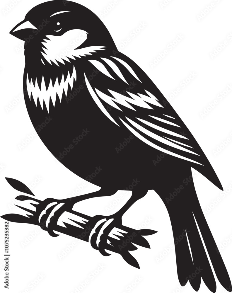 Naklejka premium Beautiful sparrow bird silhouette vector illustration isolated on white background