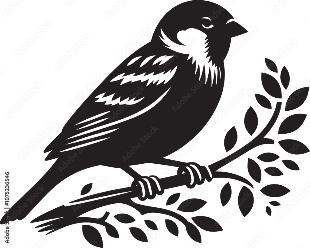 Naklejka premium Beautiful sparrow bird silhouette vector illustration isolated on white background