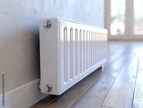Wallpaper Mural White radiator heater on a wooden floor. Torontodigital.ca
