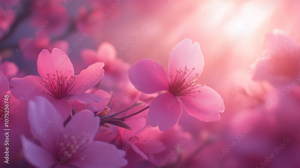 Obraz premium Delicate Cherry Blossoms Bathed in Soft Light