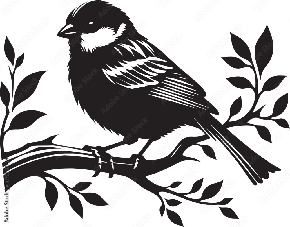 Beautiful sparrow bird silhouette vector illustration isolated on white background Beautiful sparrow bird silhouette vector illustration isolated on white background
