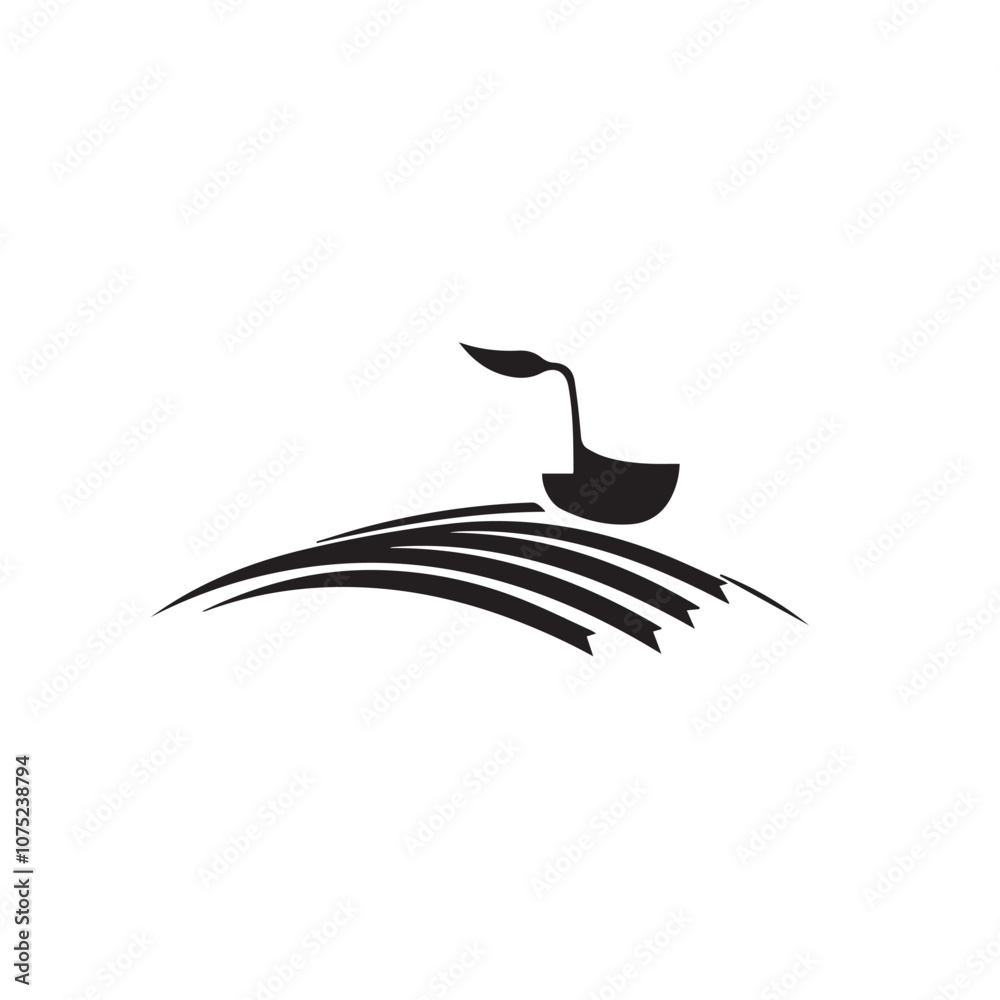 Fototapeta premium Plow In cartoon, hand-drawn flat style. image for social media, websites and UI. Isolated 2D vector design in logo, icon, sketch style, simple line vector, single color. AI Generative Art.
