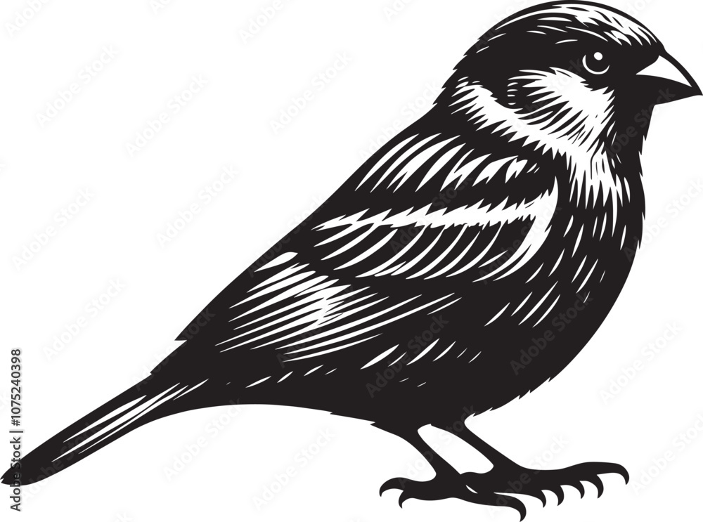 Naklejka premium Beautiful sparrow bird silhouette vector illustration isolated on white background