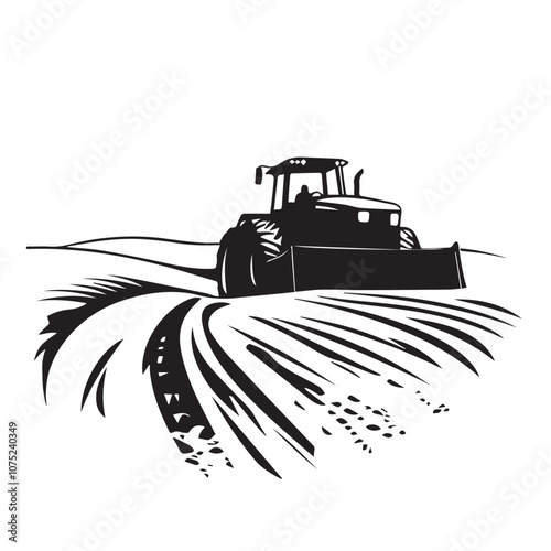 Plow In cartoon, hand-drawn flat style. image for social media, websites and UI. Isolated 2D vector design in logo, icon, sketch style, simple line vector, single color. AI Generative Art.