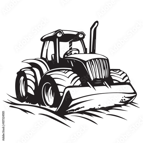 Plow In cartoon, hand-drawn flat style. image for social media, websites and UI. Isolated 2D vector design in logo, icon, sketch style, simple line vector, single color. AI Generative Art.
