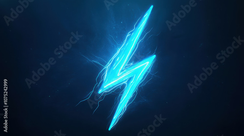 Electric blue bolt on dark background. Energy and power concept art