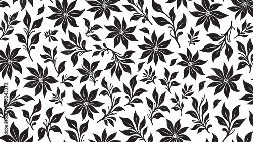 Intricate Floral Design in Black and White