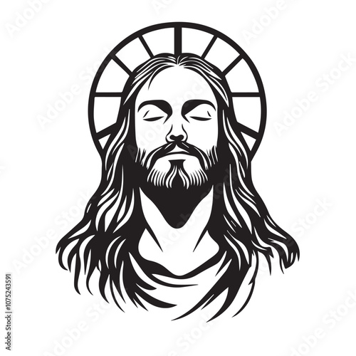 Jesus Christ in cartoon, doodle style . Image for t-shirt, web, mobile apps and ui. Isolated 2d vector illustration in logo, icon, sketch style, Eps 10, black and white. AI Generative