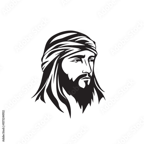 Jesus Christ in cartoon, doodle style . Image for t-shirt, web, mobile apps and ui. Isolated 2d vector illustration in logo, icon, sketch style, Eps 10, black and white. AI Generative