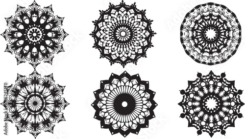 Silhouette of Decorative Mandalas for Coloring and Creativity photo