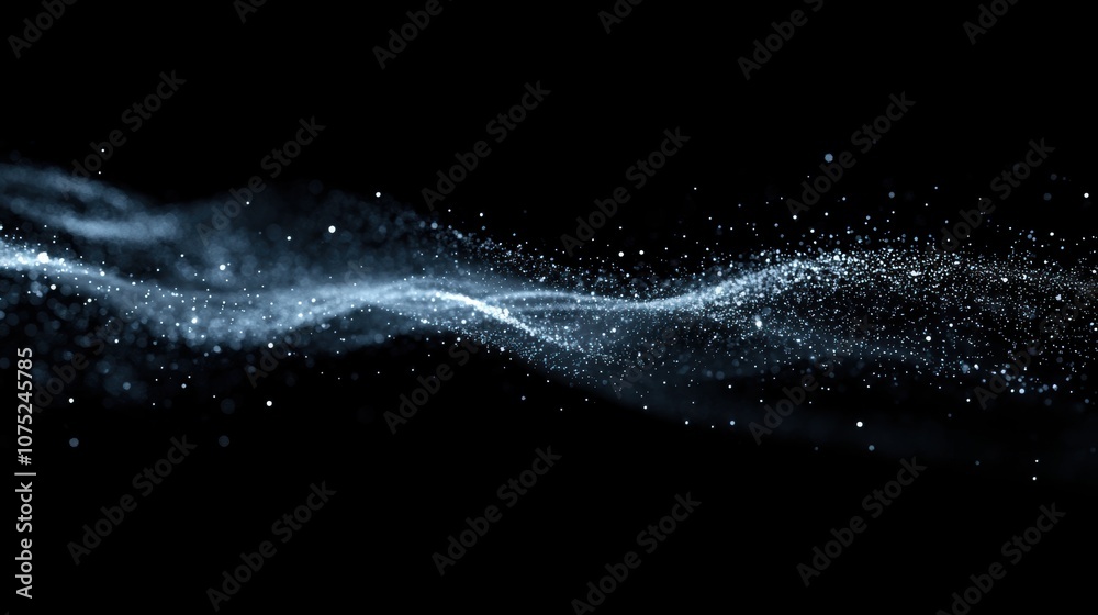 Fototapeta premium Dynamic particles in motion, vibrant flow of energy, abstract representation of speed and direction, visually striking composition