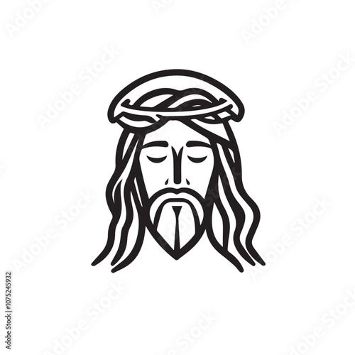 Jesus Christ in cartoon, doodle style . Image for t-shirt, web, mobile apps and ui. Isolated 2d vector illustration in logo, icon, sketch style, Eps 10, black and white. AI Generative