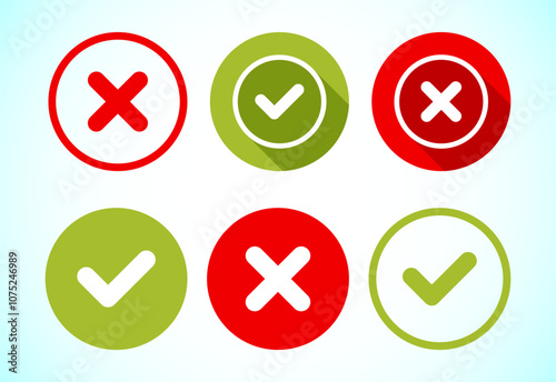 Yes and No badges, Check mark and cross mark icons Free Download Yes and No badges, Check mark and cross mark icons - GFXLoad