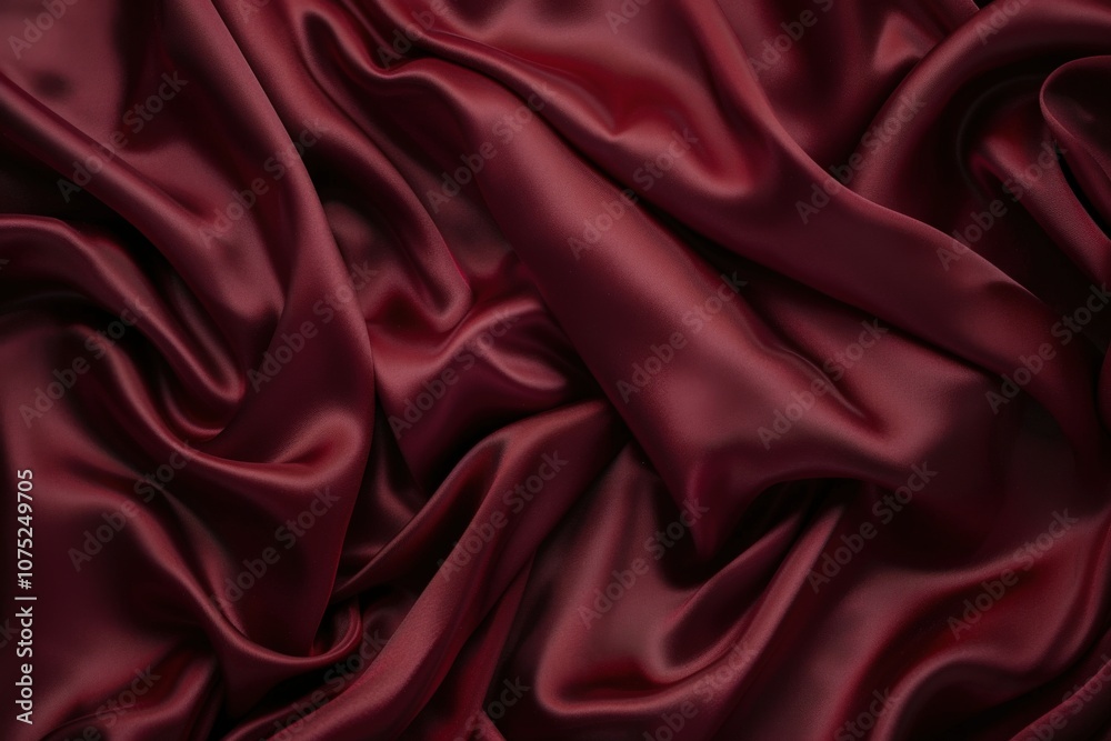 A Smooth, Draped Burgundy Satin Fabric Texture A Smooth, Draped Burgundy Satin Fabric Texture