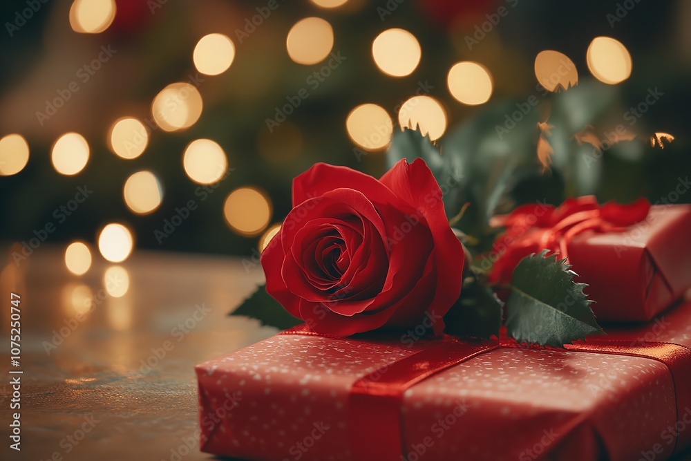 Happy Valentine's Day! The gift is wrapped in red paper. Generative Ai Happy Valentine's Day! The gift is wrapped in red paper. Generative Ai