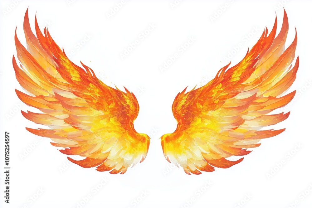 Obraz premium fiery wings on a white background