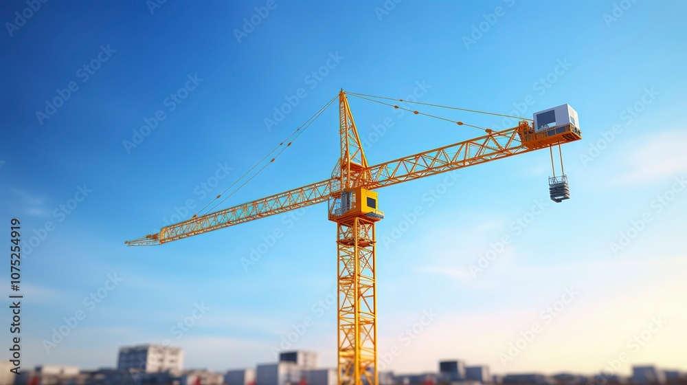 A photo of a construction crane against a clear sky. A photo of a construction crane against a clear sky.