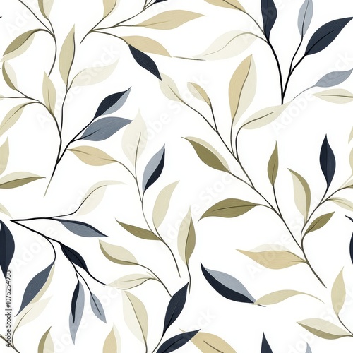 Natural pattern with leaves in neutral beige shades for eco-friendly design and interior applications