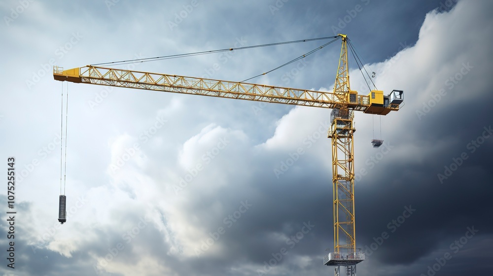 A photo of a construction crane against a clear sky. A photo of a construction crane against a clear sky.