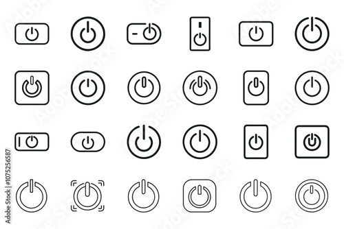 Power button icon set in line art vector