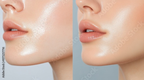 Close-up of smooth, radiant skin with a natural glow, perfect for skincare and beauty product marketing