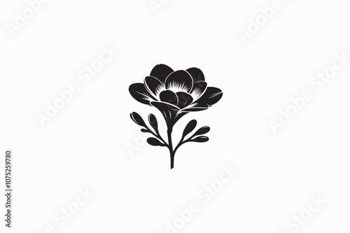 A vector silhouette image adobe illustrator of a Freesia flower..eps