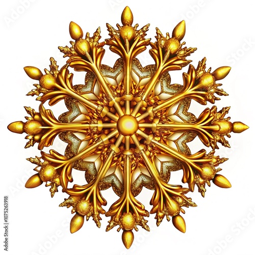 Obraz na płótnie Golden Christmas snowflakes isolated on a white background w salonie