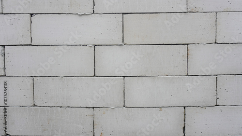 White Hebel Brickwall. Made from a mixture of Silica Sand, Gypsum, Limestone, Cement, Water and Powdered Aluminium. Background for Text or Image. Clipping Path for your Design.

