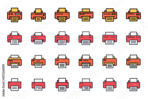 Printer icon set in vector