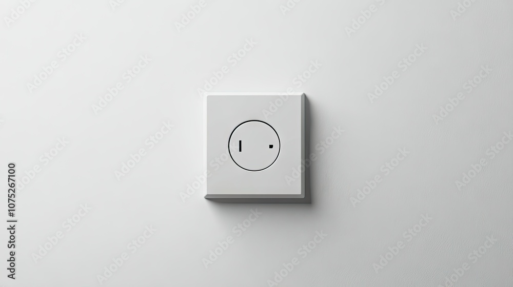 White electrical socket on a clean, light-colored wall, a single plug connected. White electrical socket on a clean, light-colored wall, a single plug connected.