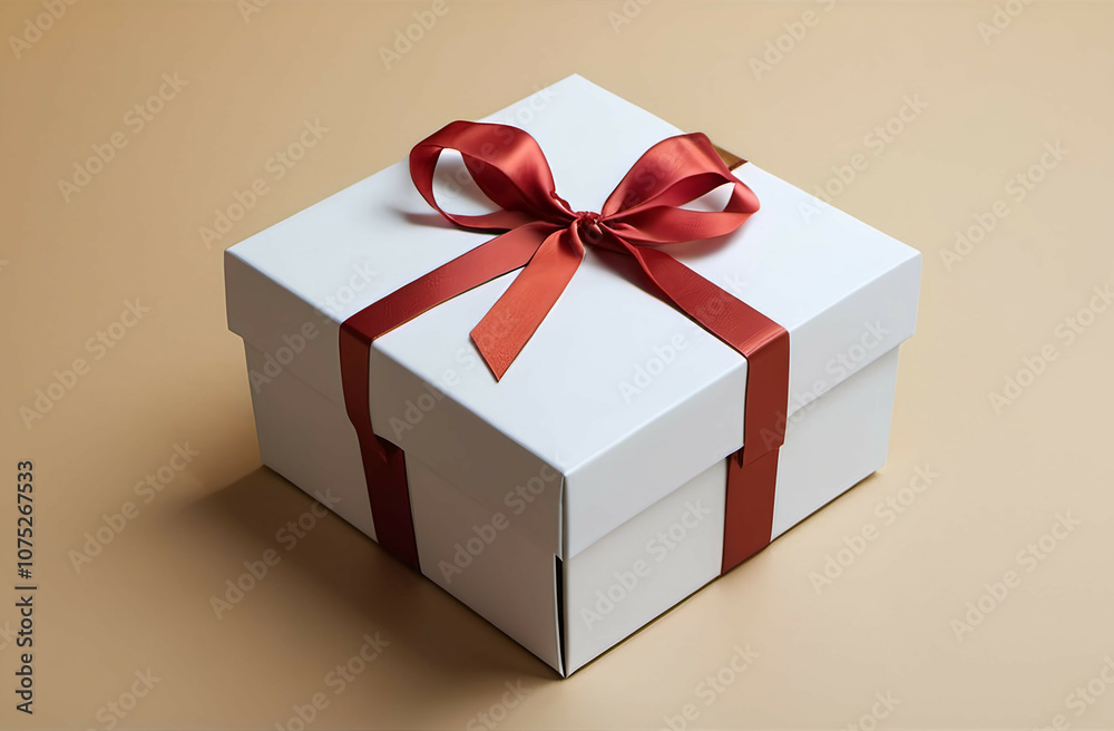 Obraz premium red gift box with ribbon
