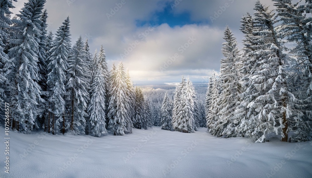 Obraz premium In the snowy mountains, the night sky sparkles with stars. 