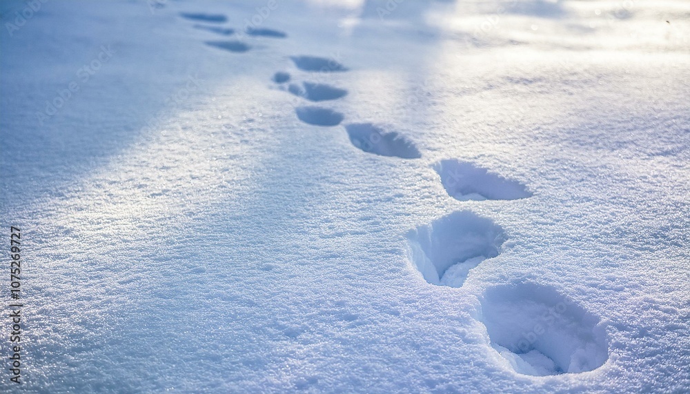 Small footprints left in the snow Small footprints left in the snow