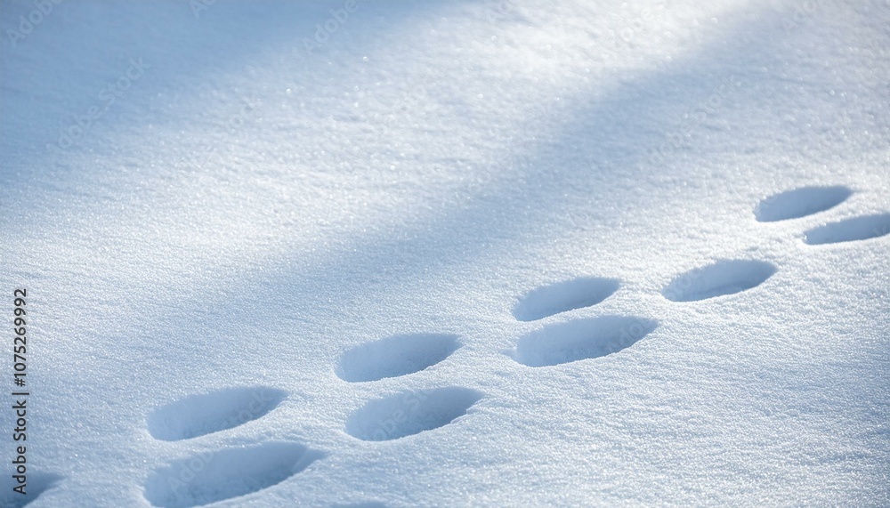 Small footprints left in the snow Small footprints left in the snow