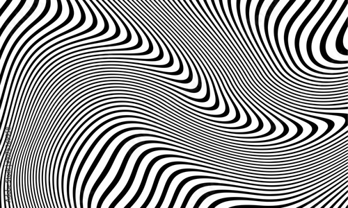 Wallpaper Mural Abstract Black and White Curved Stripes, Digital Art , Black and White , Stripes , Abstract Vector Background Torontodigital.ca