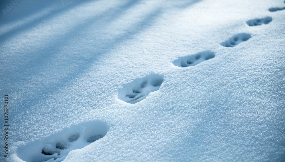 Small footprints left in the snow Small footprints left in the snow