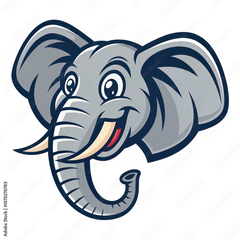 Cartoon Illustration of a Playful Elephant Character With a Big Smile and Tusks Cartoon Illustration of a Playful Elephant Character With a Big Smile and Tusks
