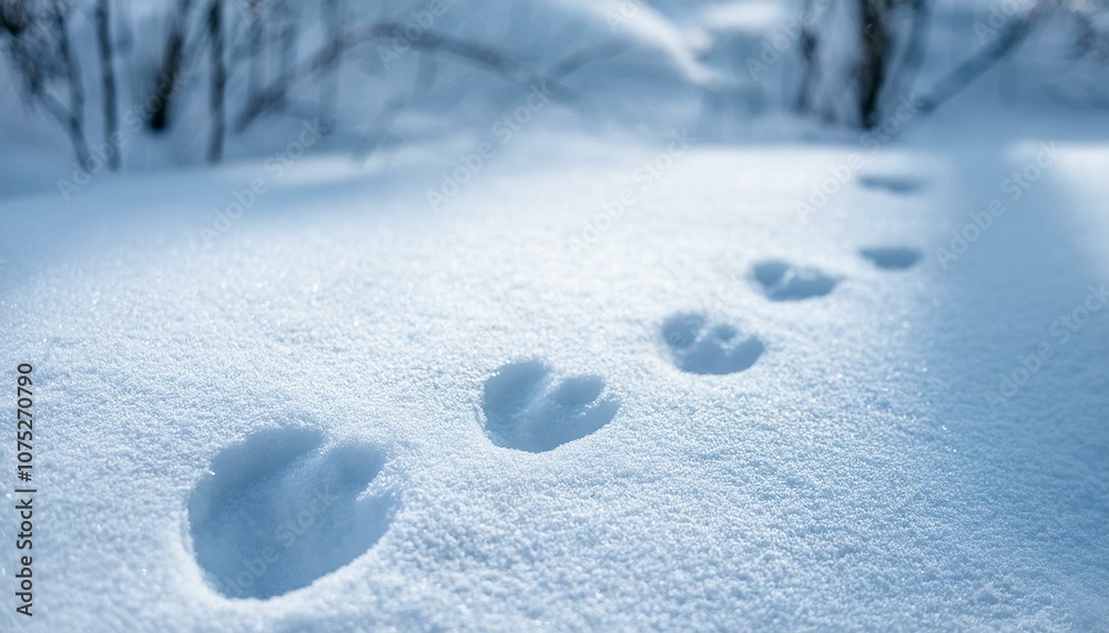 Small footprints left in the snow Small footprints left in the snow