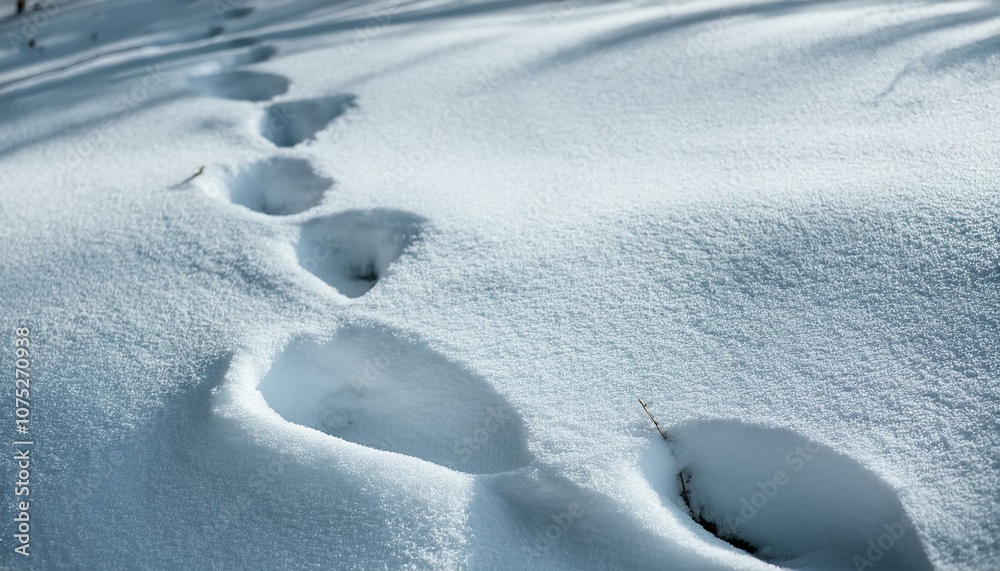 Small footprints left in the snow Small footprints left in the snow