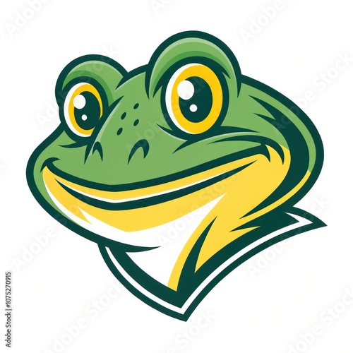 Cheerful Green Frog Illustration Showcasing Its Friendly Expression on a Simple Background photo